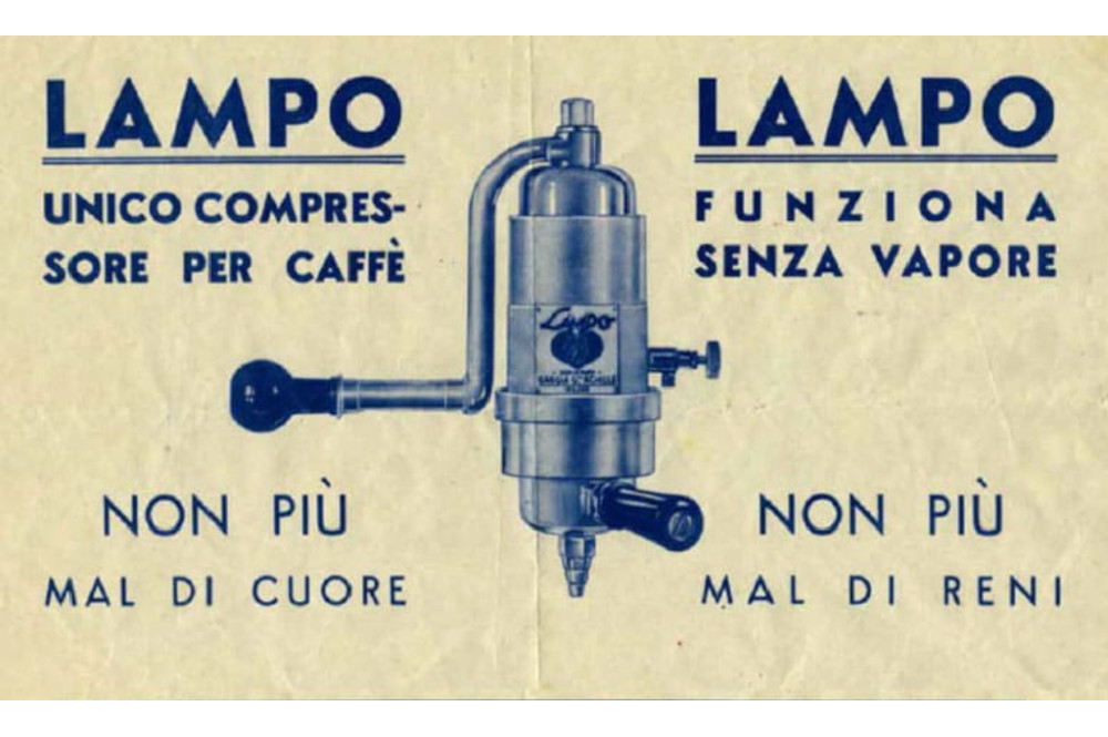 Gaggiov patent na piestovú hlavu kávovaru „Lampo“ z roku 1938