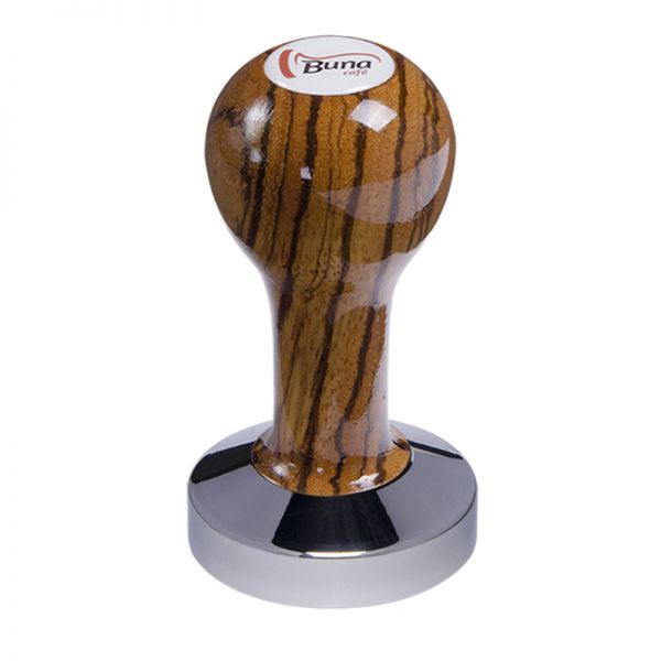 Buna café tamper, zebráno, lak, SP, 58.35 mm, nerez lesk, konvexní