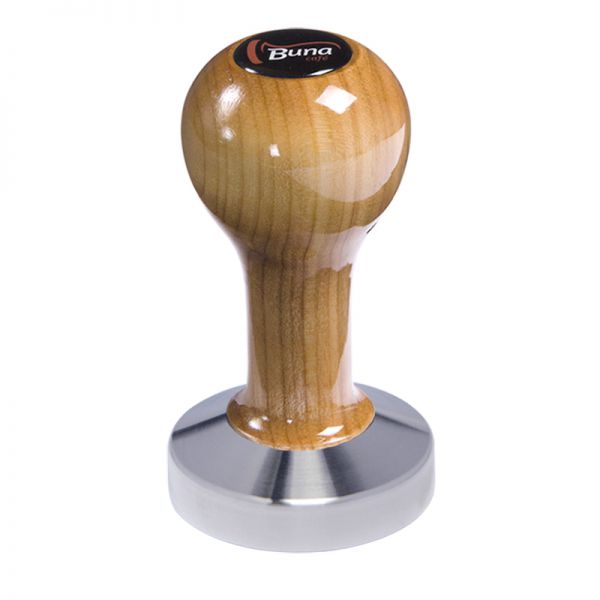 Buna café tamper, čerešňa, lak, TP, 58.55 mm, nerez mat, plochý