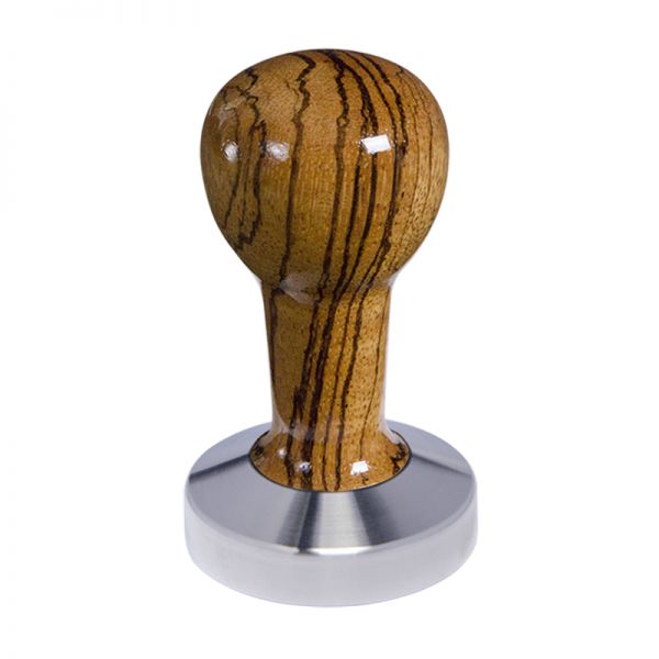 Buna café tamper, zebráno, lak, 58.55 mm, nerez mat, plochý