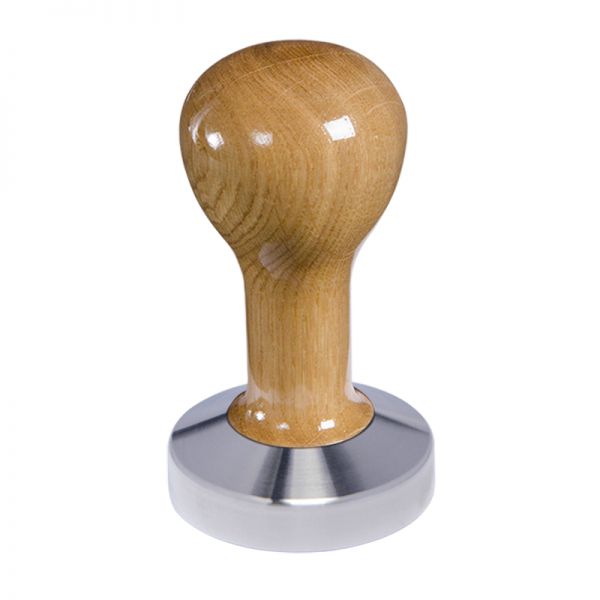 Buna café tamper, dub, lak, 58 mm, nerez mat, plochý