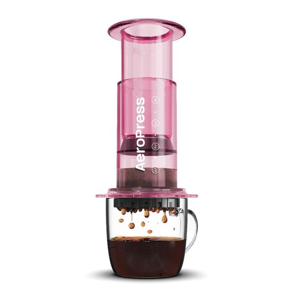 Aeropress ručný kávovar, clear pink