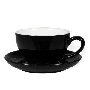 Šálka na latte s podšálkou Biebri, 300ml, set 4 ks, čierna