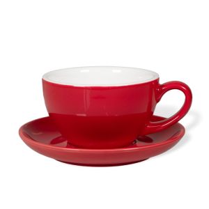 Šálek na latte s podšálkem Biebri, 300ml, set 4 ks, červená