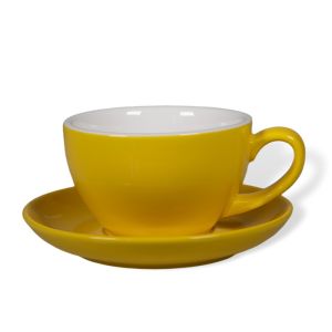 Šálek na latte s podšálkem Biebri, 300ml, žlutá