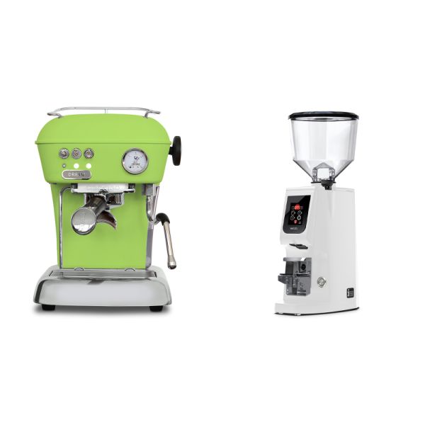 Ascaso Dream ONE, Fresh Pistachio + Eureka Atom W 65, white