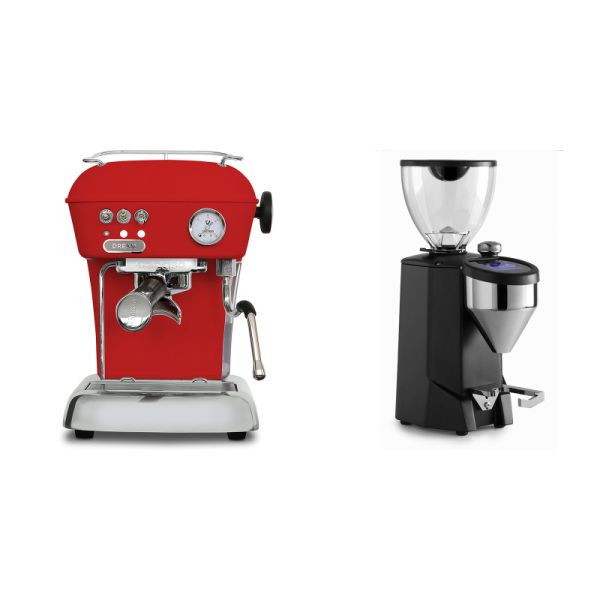 Ascaso Dream ONE, Love Red + Rocket Espresso FAUSTO 2.1, black