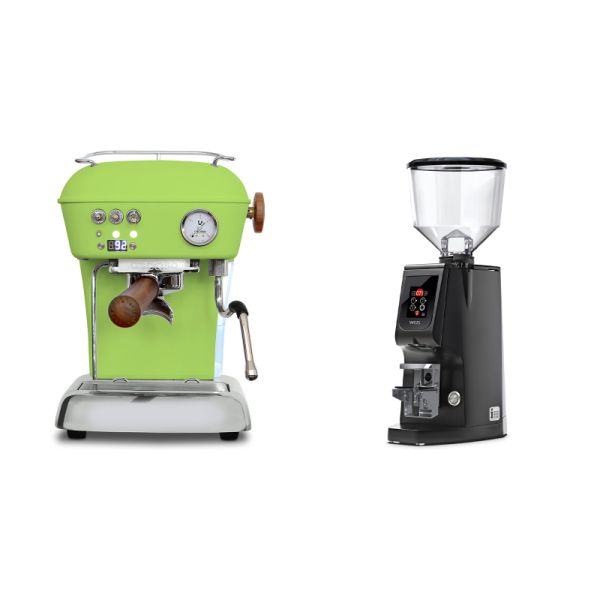 Ascaso Dream PID, Fresh Pistachio + Eureka Atom W 65, black