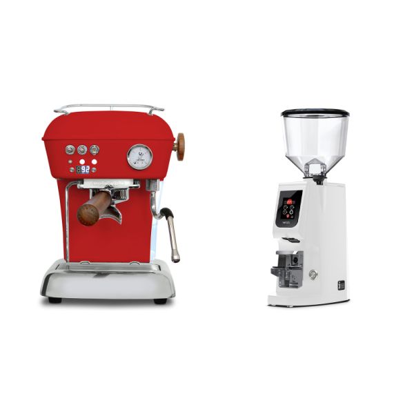 Ascaso Dream PID, Love Red + Eureka Atom W 65, white