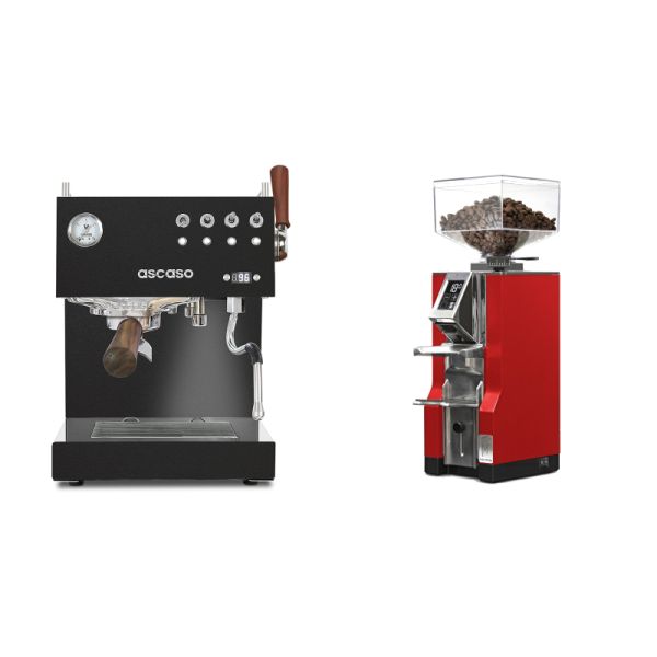 Ascaso Steel DUO PID PLUS, Black&Wood + Eureka Mignon Libra, CR ferrari red