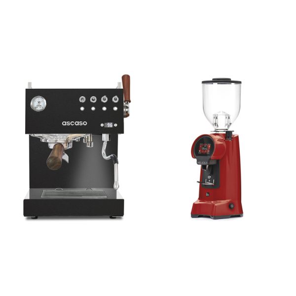 Ascaso Steel DUO PID PLUS, Black&Wood + Eureka Helios 75, ferrari red