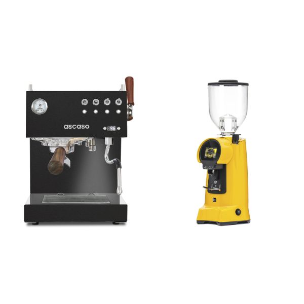 Ascaso Steel DUO PID PLUS, Black&Wood + Eureka Helios 75, yellow