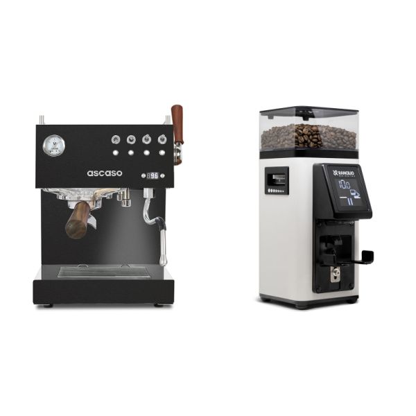 Ascaso Steel DUO PID PLUS, Black&Wood + Rancilio STILE, white