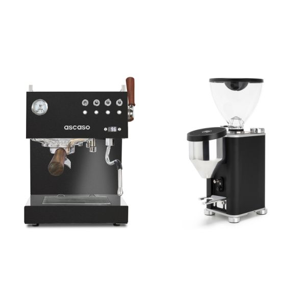 Ascaso Steel DUO PID PLUS, Black&Wood + Rocket Espresso GIANNINO, black/chrome