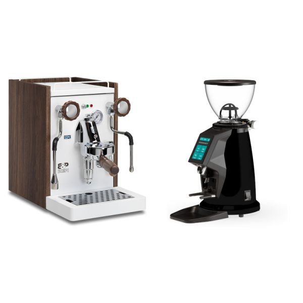 Biepi Sara PID, white/wood + Rocket Espresso SPLUGA, black