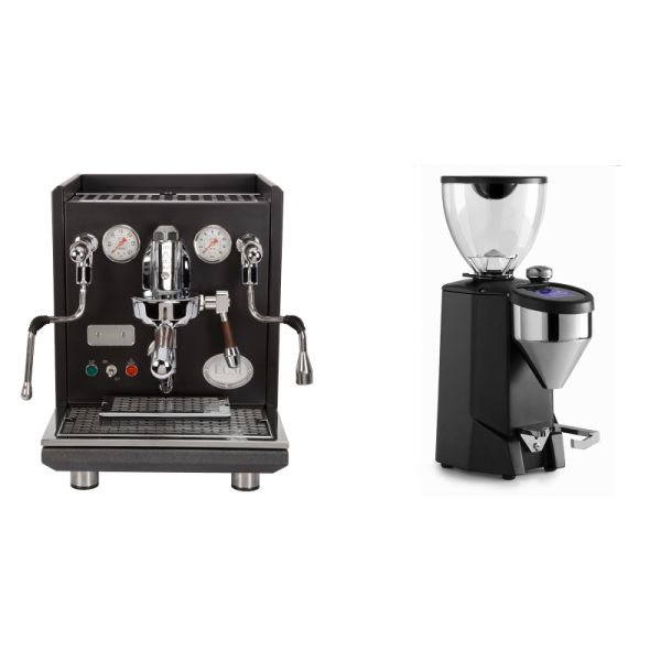 ECM Synchronika, black, dark walnut + Rocket Espresso FAUSTO 2.1, black