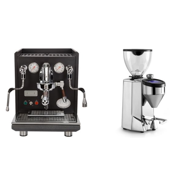 ECM Synchronika, black, dark walnut + Rocket Espresso FAUSTO 2.1, chrome