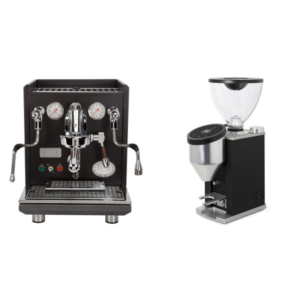 ECM Synchronika, black, dark walnut + Rocket Espresso FAUSTINO 3.1, black