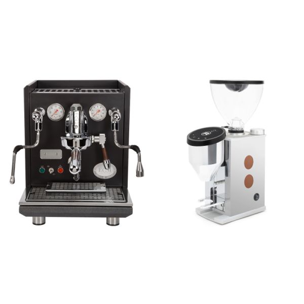 ECM Synchronika, black, dark walnut + Rocket Espresso FAUSTINO 3.1, copper