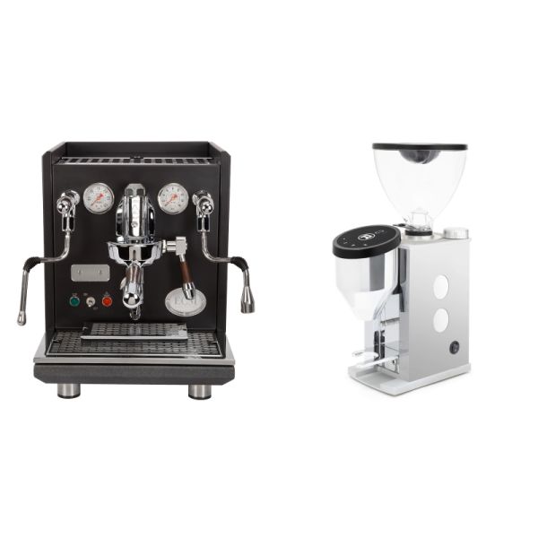 ECM Synchronika, black, dark walnut + Rocket Espresso FAUSTINO 3.1, white