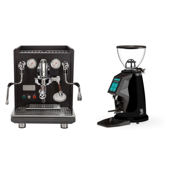 ECM Synchronika, black, dark walnut + Rocket Espresso SPLUGA, black