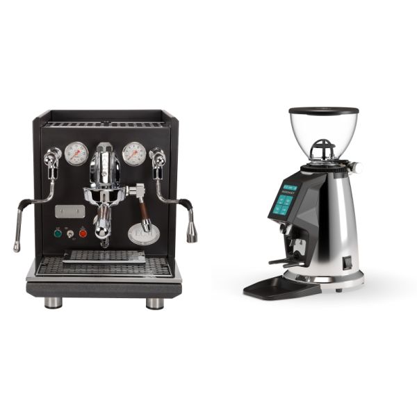 ECM Synchronika, black, dark walnut + Rocket Espresso SPLUGA, chrome