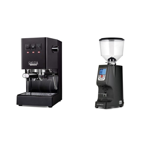 Gaggia New Classic E24, black + Eureka Atom Specialty 65, black