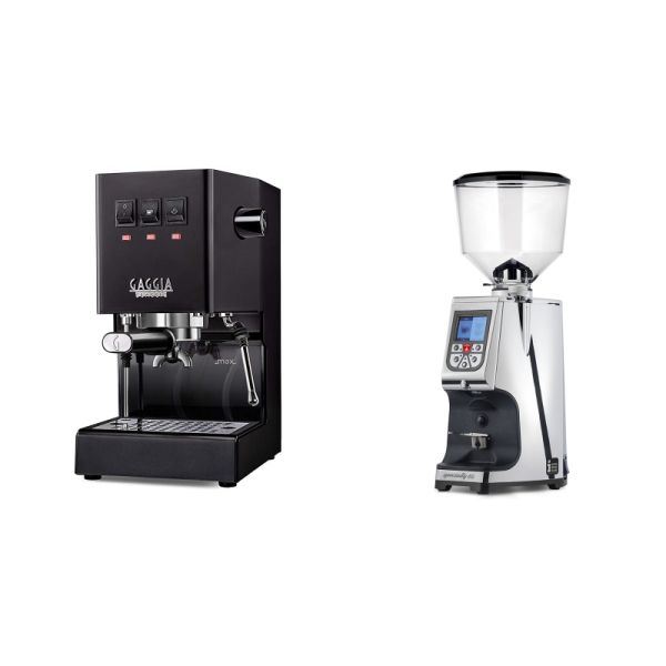 Gaggia New Classic E24, black + Eureka Atom Specialty 65, chrome