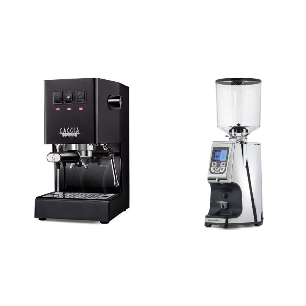 Gaggia New Classic E24, black + Eureka Atom Specialty 75, chrome