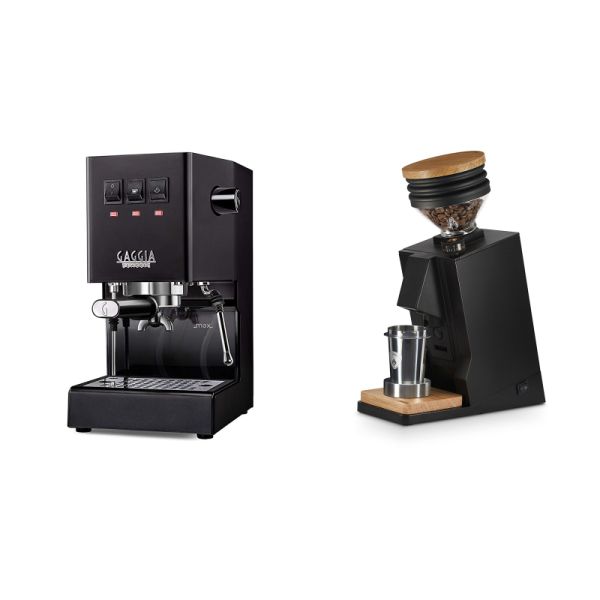 Gaggia New Classic E24, black + Eureka Mignon Single Dose, Black & Oak