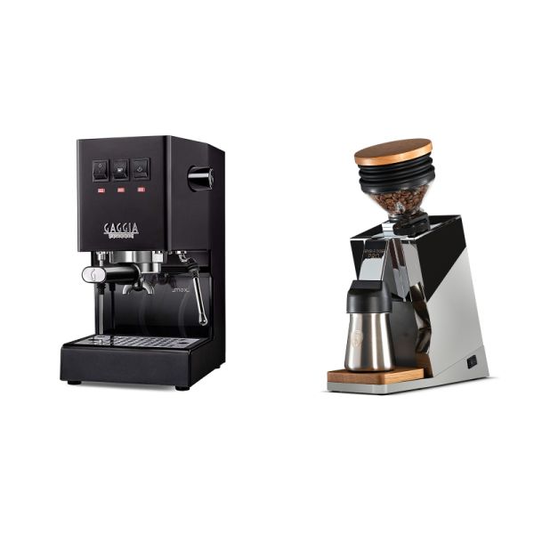 Gaggia New Classic E24, black + Eureka Mignon Single Dose PRO, Chrome & Oak