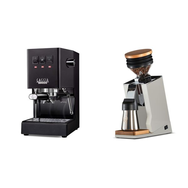 Gaggia New Classic E24, black + Eureka Mignon Single Dose PRO, White & Oak