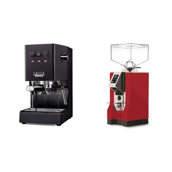 Gaggia New Classic E24, black + Eureka Mignon Specialita, CR ferrari red