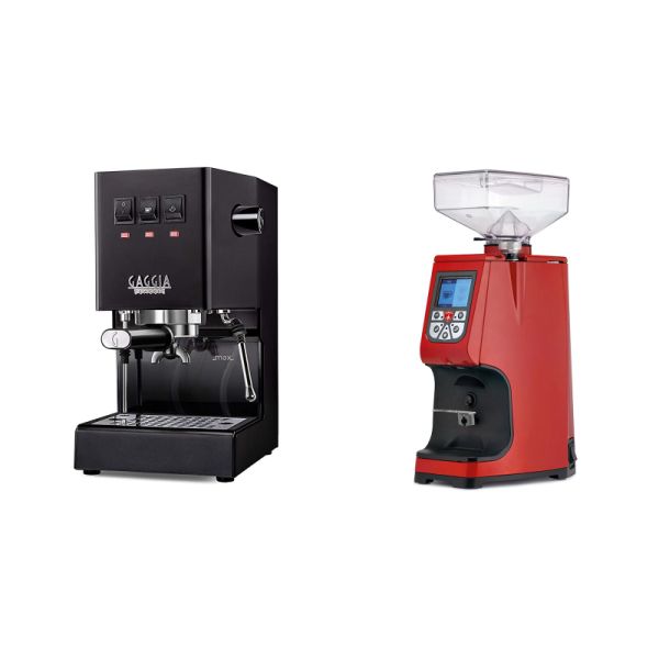 Gaggia New Classic E24, black + Eureka Atom 60, ferrari red