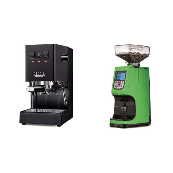 Gaggia New Classic E24, black + Eureka Atom 60, kawasaki green