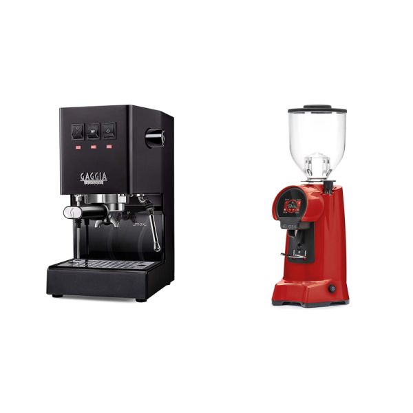 Gaggia New Classic E24, black + Eureka Helios 65, ferrari red