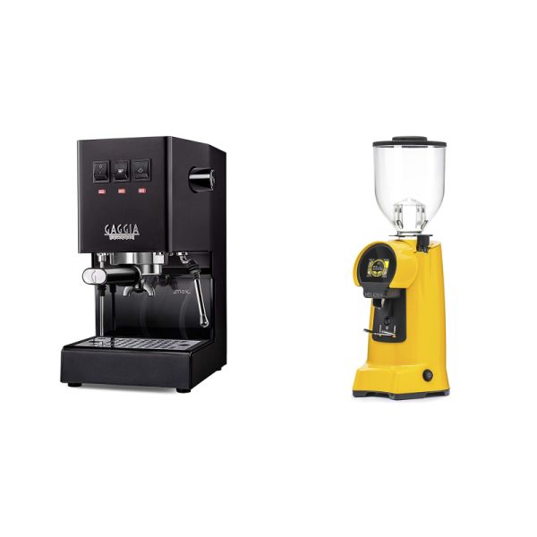 Gaggia New Classic E24, black + Eureka Helios 65, yellow