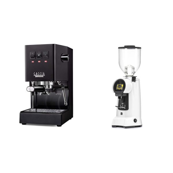 Gaggia New Classic E24, black + Eureka Helios 75, white