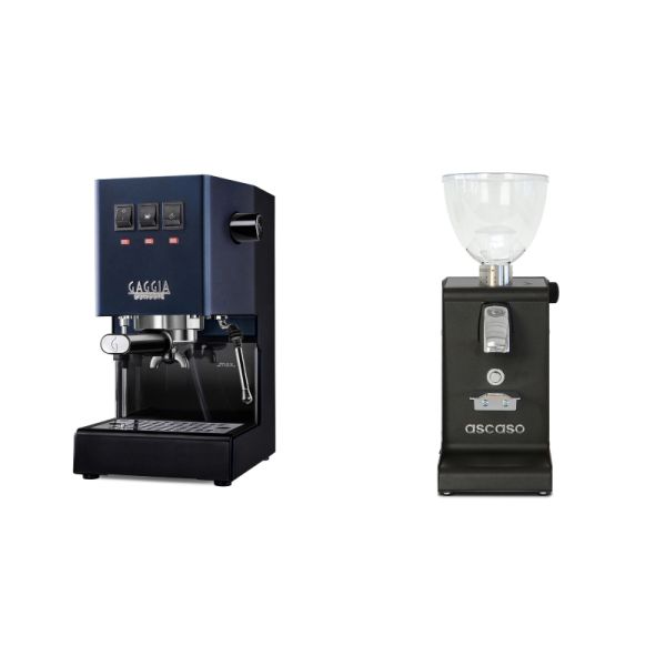 Gaggia New Classic E24, blue + Ascaso i-steel, black