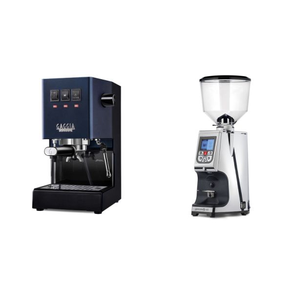 Gaggia New Classic E24, blue + Eureka Atom Specialty 65, chrome