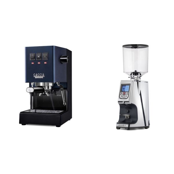 Gaggia New Classic E24, blue + Eureka Atom Specialty 75, chrome