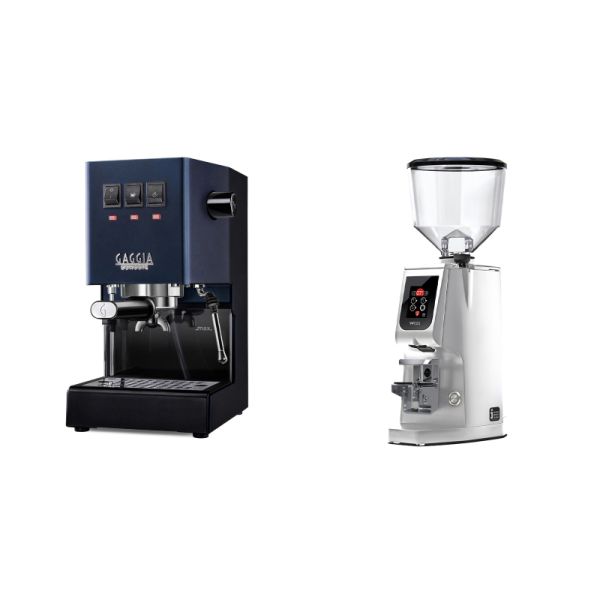 Gaggia New Classic E24, blue + Eureka Atom W 65, chrome