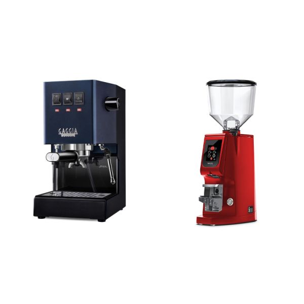 Gaggia New Classic E24, blue + Eureka Atom W 65, ferrari red