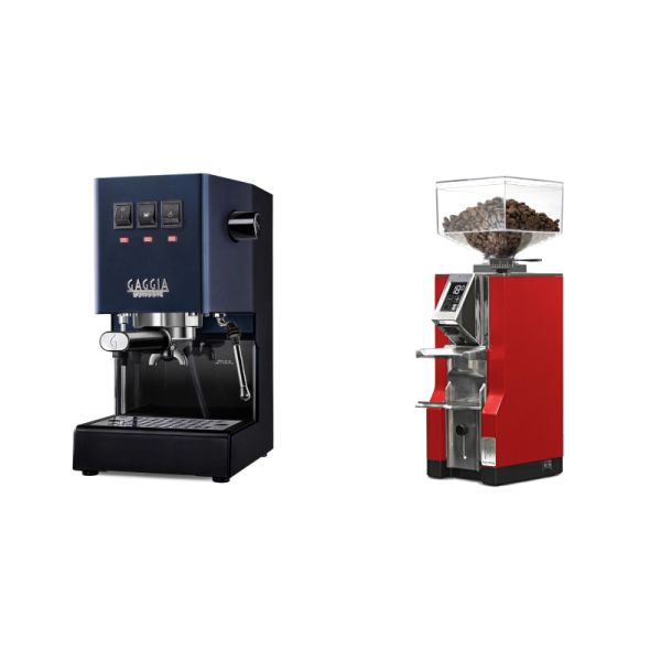 Gaggia New Classic E24, blue + Eureka Mignon Libra, CR ferrari red