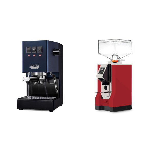 Gaggia New Classic E24, blue + Eureka Mignon Perfetto, CR ferrari red