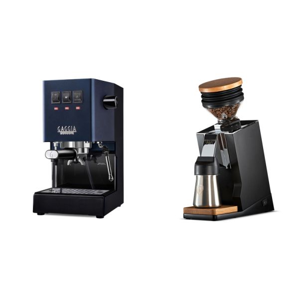 Gaggia New Classic E24, blue + Eureka Mignon Single Dose PRO, Black & Oak