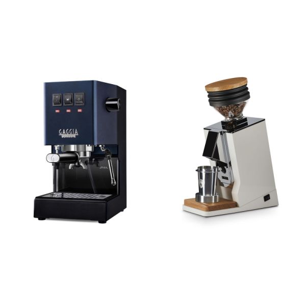 Gaggia New Classic E24, blue + Eureka Mignon Single Dose, White & Oak