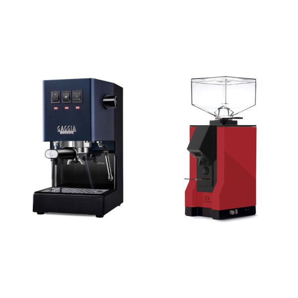 Gaggia New Classic E24, blue + Eureka Mignon Silenzio, BL ferrari red