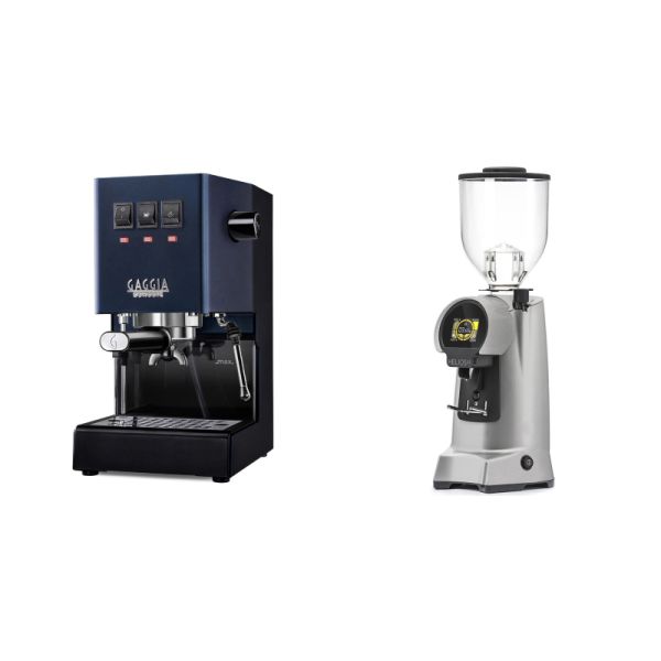 Gaggia New Classic E24, blue + Eureka Helios 65, grey