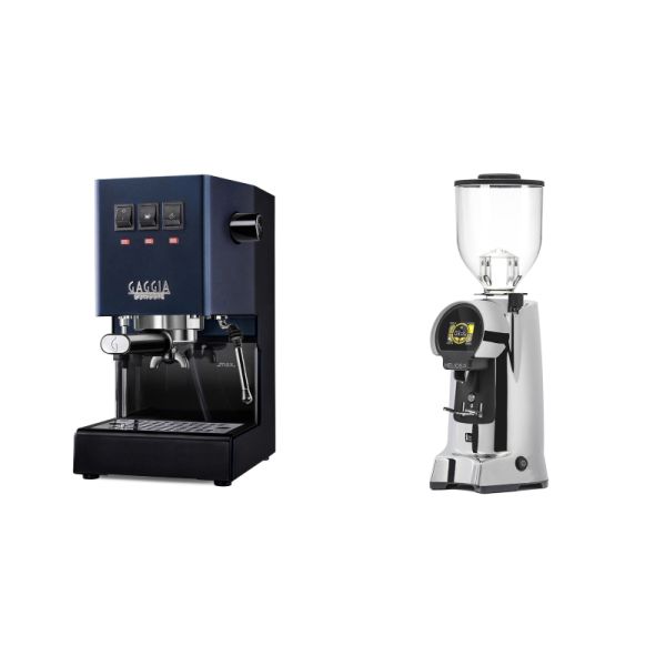 Gaggia New Classic E24, blue + Eureka Helios 75, chrome